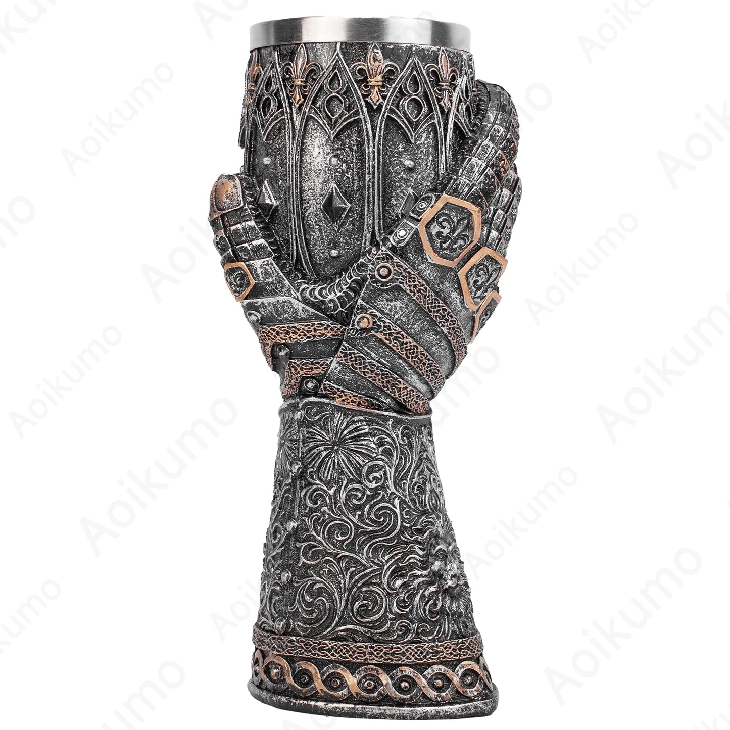 The Vow English Armoured Knight Latin Oath Beer Mug Tankard Stein 304 Stainless Steel Armoured Glove Chalice Goblet Wine Glass