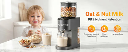 AFBEST 5.8" Extra-Large Chute 2-in-1 Cold Press Juicer – Whole Fruit & Vegetable Masticating Extractor with 100oz Capacity, Nut Milk Function, Easy-Clean Design, Premium Gray