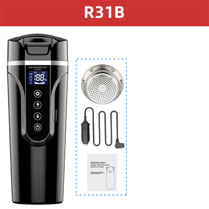 Portable Electric Kettle 12v/24v Smart Car Heating Cup Touch Screen Thermal Mug 450ml Car Heating Mug Temperature Adjustable
