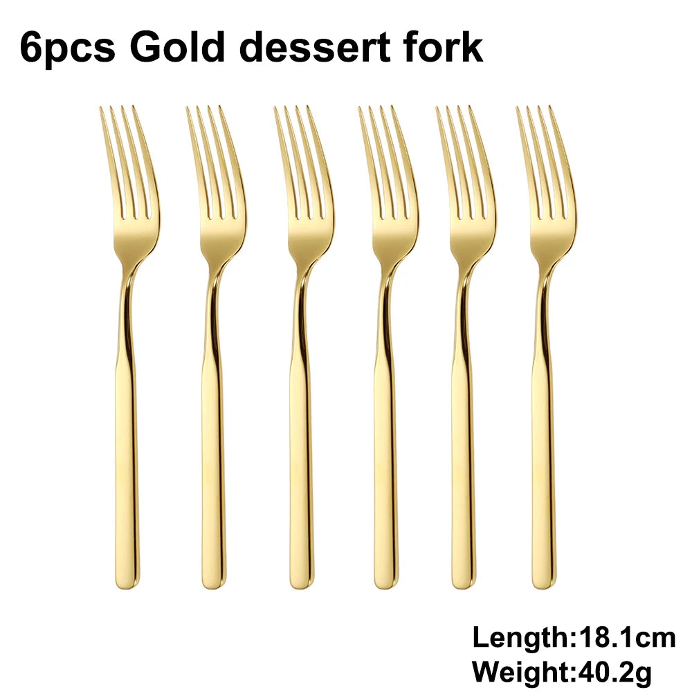 4/6/12/16/18/20/24Pcs Gold Cutlery Set Stainless Steel 304 Tableware Elegant Western Knife Fork Spoon Mirror Dinner Set