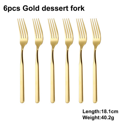 4/6/12/16/18/20/24Pcs Gold Cutlery Set Stainless Steel 304 Tableware Elegant Western Knife Fork Spoon Mirror Dinner Set