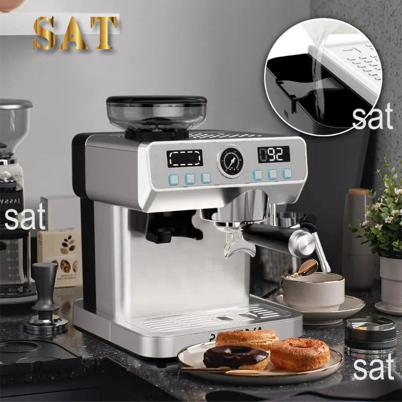 oo-New arrival Metal Professional Espresso Machine 20 Bar Commercial Espresso Machine With Grinder for Household Hotel