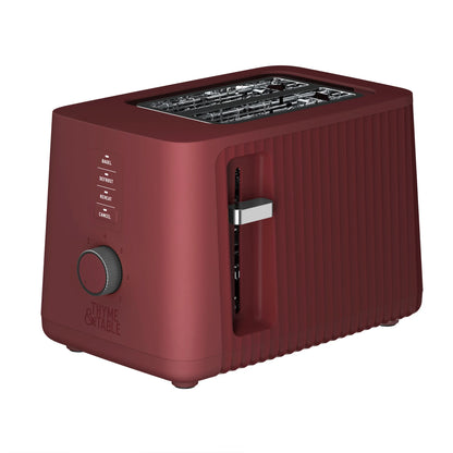 Thyme & Table 2-Slice Toaster, Extra-Wide Slots with Removable Crumb Tray, Sand White