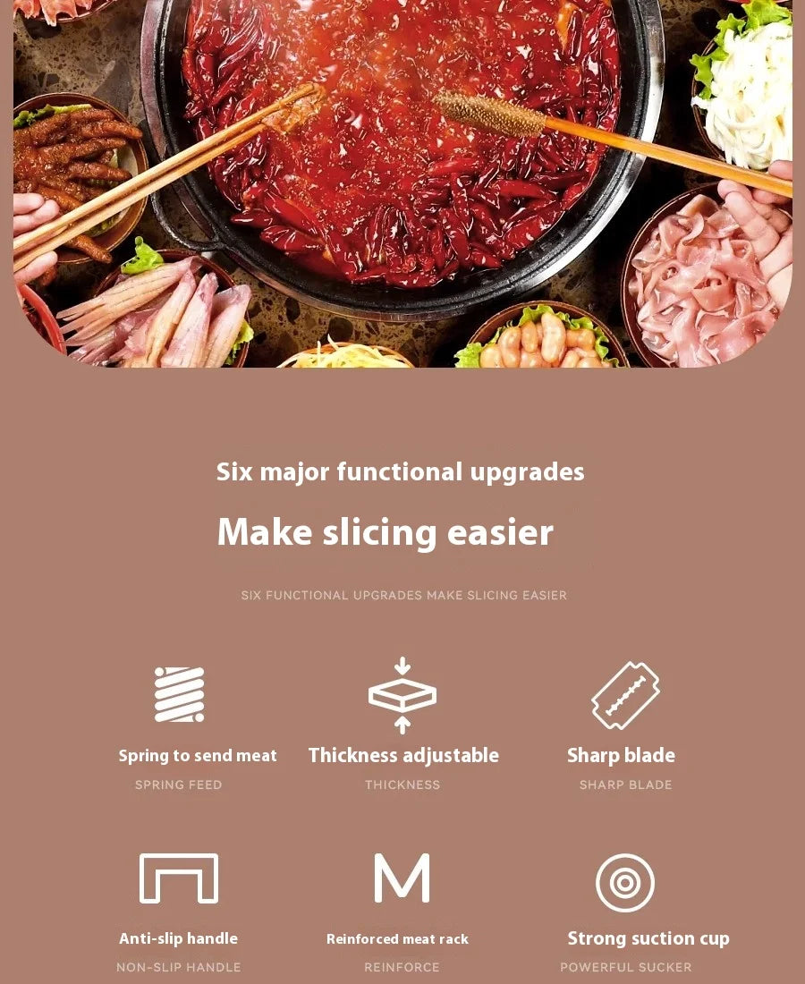 GIANXI Mutton Roll Slicer Machine Stainless Steel Meat Slicer Beef Thin Slice Frozen Meat Household Barbecue Hot Pot Cooking