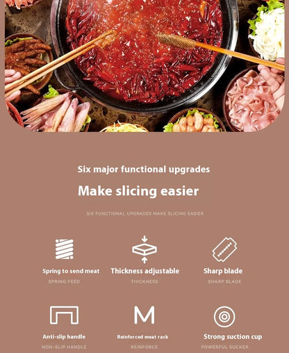 GIANXI Mutton Roll Slicer Machine Stainless Steel Meat Slicer Beef Thin Slice Frozen Meat Household Barbecue Hot Pot Cooking