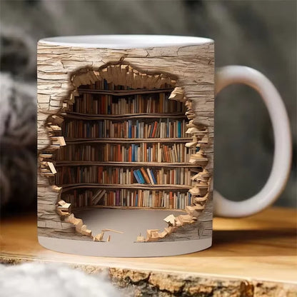 3D Library Book Mug Shelf Mug Creative Space Design Multi-Purpose Mug Coffee Cup Study Milk Cup Friends Birthday Gift Home Acces