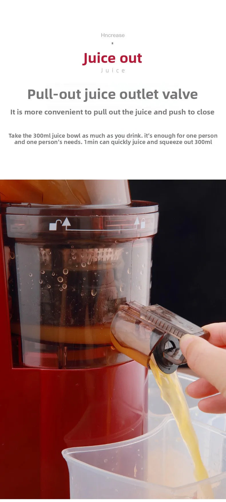 220V Automatic Juice Extractor Home Slag  Separation Ginger Fruit Vegetable Juice Extractor Multifunctional Fruit Slow Juicer