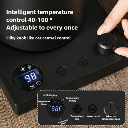 1L1000ML Smart Temperature Control Kettle - Auto Shut-Off & Boil-Dry Protection - Stainless Steel Pour-Over Coffee & Tea