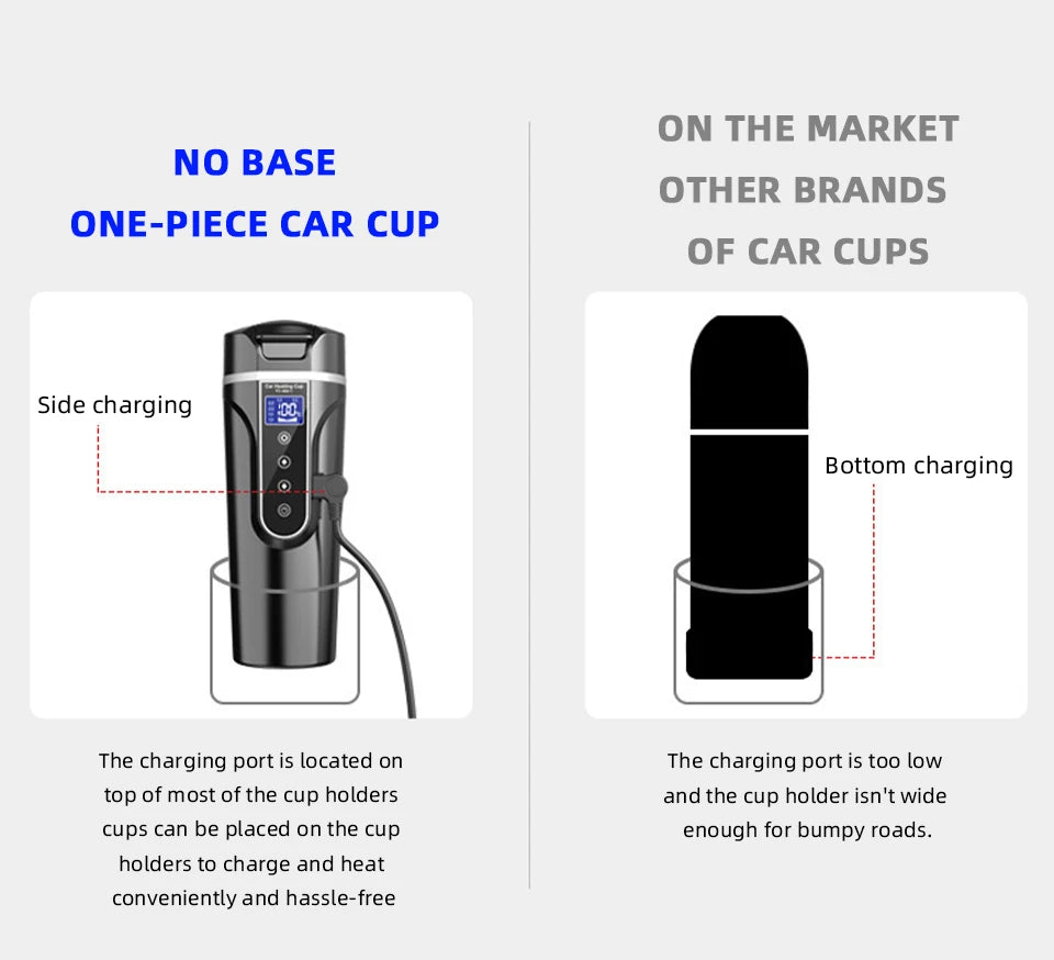 Portable Electric Kettle 12v/24v Smart Car Heating Cup Touch Screen Thermal Mug 450ml Car Heating Mug Temperature Adjustable