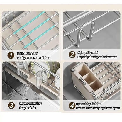 Dish Drying Rack Bowl Drainer Over Sink Drainer Draining Rack Organizer Kitchen Sink Basket Tableware Narrow Cup Holder Shelf
