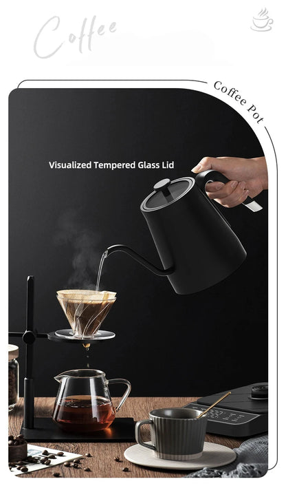 110V/220V Electric Kettle Gooseneck Jug Hand brew Coffee Pot Thermo Pot Temperature-Control Heating Water Bottle Smart Teapot