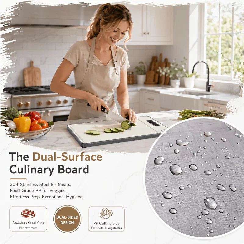 Use The Chopping Board on Both Sides. Made of Food-Grade 304 Stainless Steel. Comes with Wheat Stalks for Meat And Vegetables. Durable And Sturdy, with a Scratch-Resistant Mesh Design. Can Be Washed in The Dishwasher. Local W