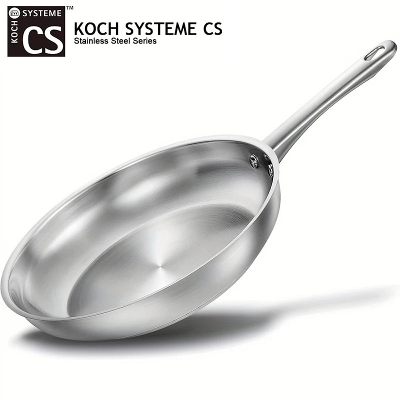 KOCH SYSTEME CS 8inch Frying Pan Stainless Steel Pan for Professional Cooking Uncoated Steak Frying pan omelette pan Induction