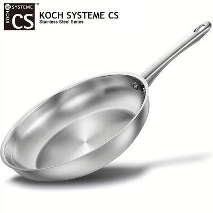 KOCH SYSTEME CS 8inch Frying Pan Stainless Steel Pan for Professional Cooking Uncoated Steak Frying pan omelette pan Induction