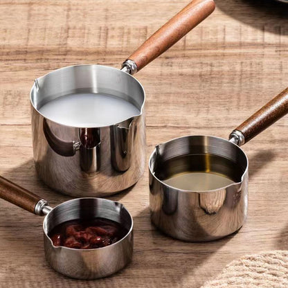 Butter Warmer Flat Bottom Stainless Steel Mini Butter Hot Pots Oil Pan Small Saucepan for Boiling Milk Sauce Gravies
