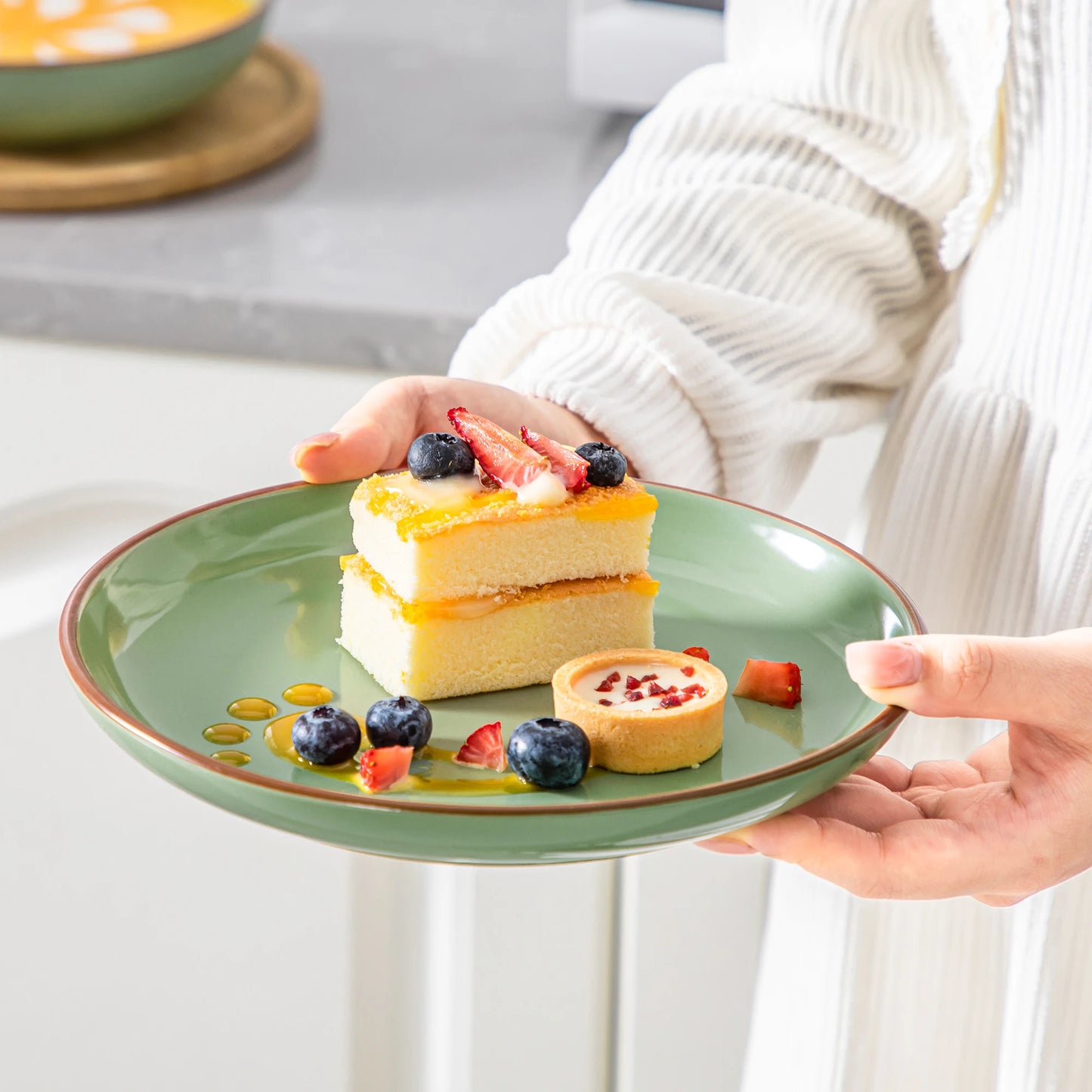 VANCASSO NYMPH 16/32 Piece Ceramic Glaze Tableware Set with Dinner/Dessert/Soup Plate/Bowl  For 4/8 Person 4 Color Optional