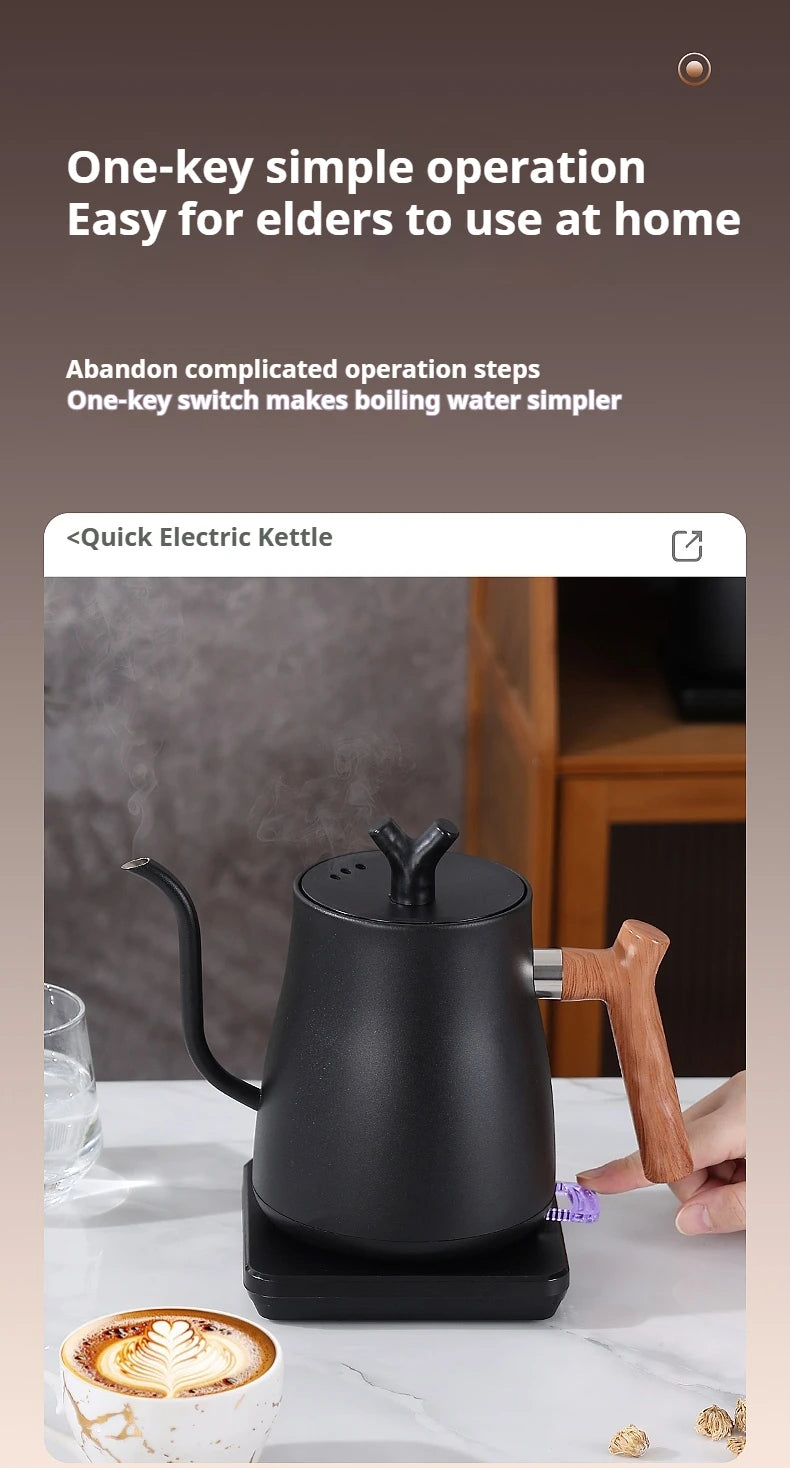 1L1000ML Smart Temperature Control Kettle - Auto Shut-Off & Boil-Dry Protection - Stainless Steel Pour-Over Coffee & Tea