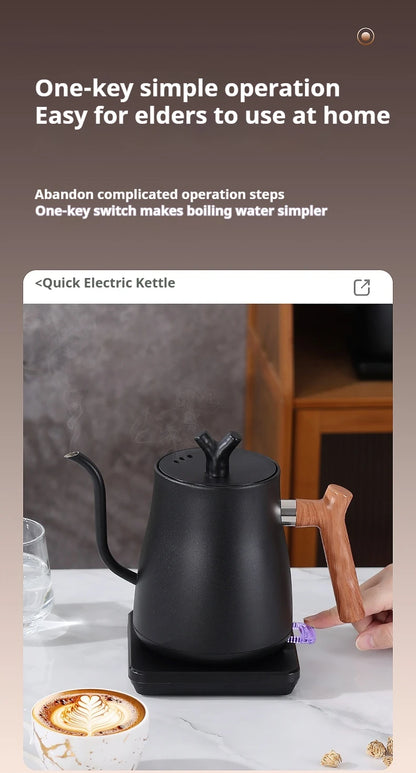 1L1000ML Smart Temperature Control Kettle - Auto Shut-Off & Boil-Dry Protection - Stainless Steel Pour-Over Coffee & Tea
