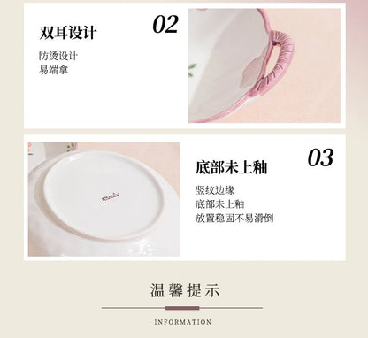 Flower, Underglaze Color, Ceramic Tableware, Bowl and Plate Combination