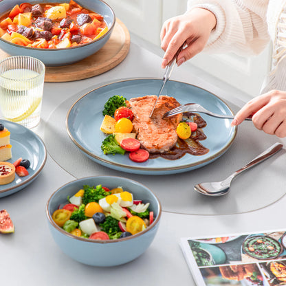 VANCASSO NYMPH 16/32 Piece Ceramic Glaze Tableware Set with Dinner/Dessert/Soup Plate/Bowl  For 4/8 Person 4 Color Optional