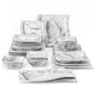 MALACASA FLORA 26-PIECE Nordic European Marble Gray Porcelain Tableware Set with 6PCS Bowl Dinner Plate Dessert Soup Plate