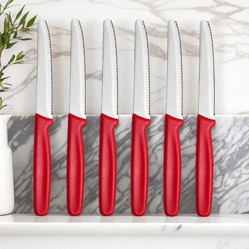 Steak Knives Set of 4/6/8 Stainless Steel Serrated Round Tip Fruit And Vegetable Paring Baking Toast Serrated Bread Knives