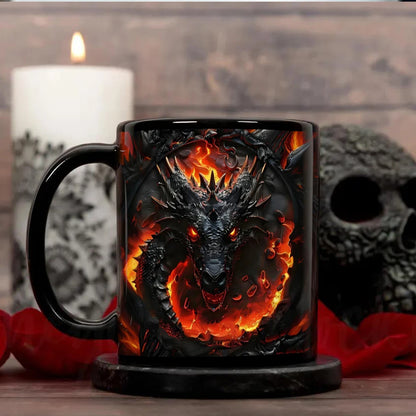 Dark Dragon Ceramic Mug - Stylish Fantasy Design, Perfect Gift for Gamers