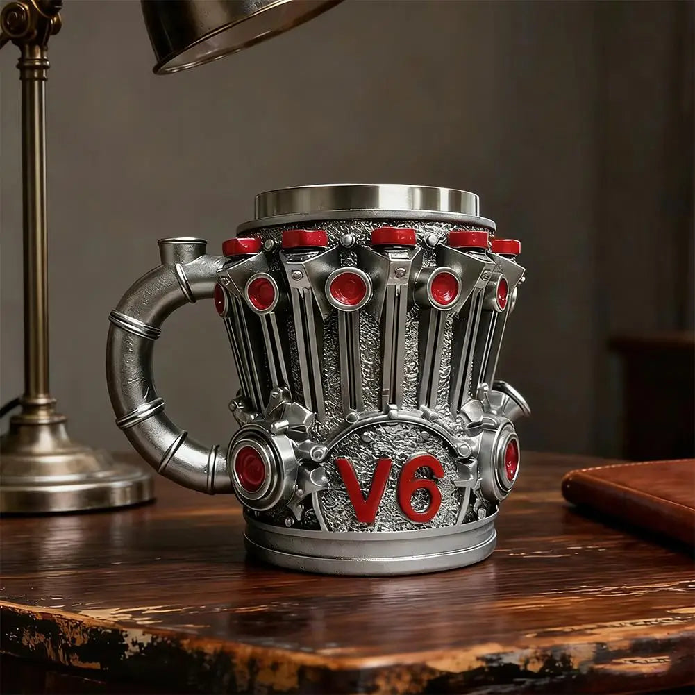 2025 V6 V8 Makeup Creative Resin Stainless Steel Water Cup Personalized Wine Cup Gift Decoration Coffee Mug Cool Idea