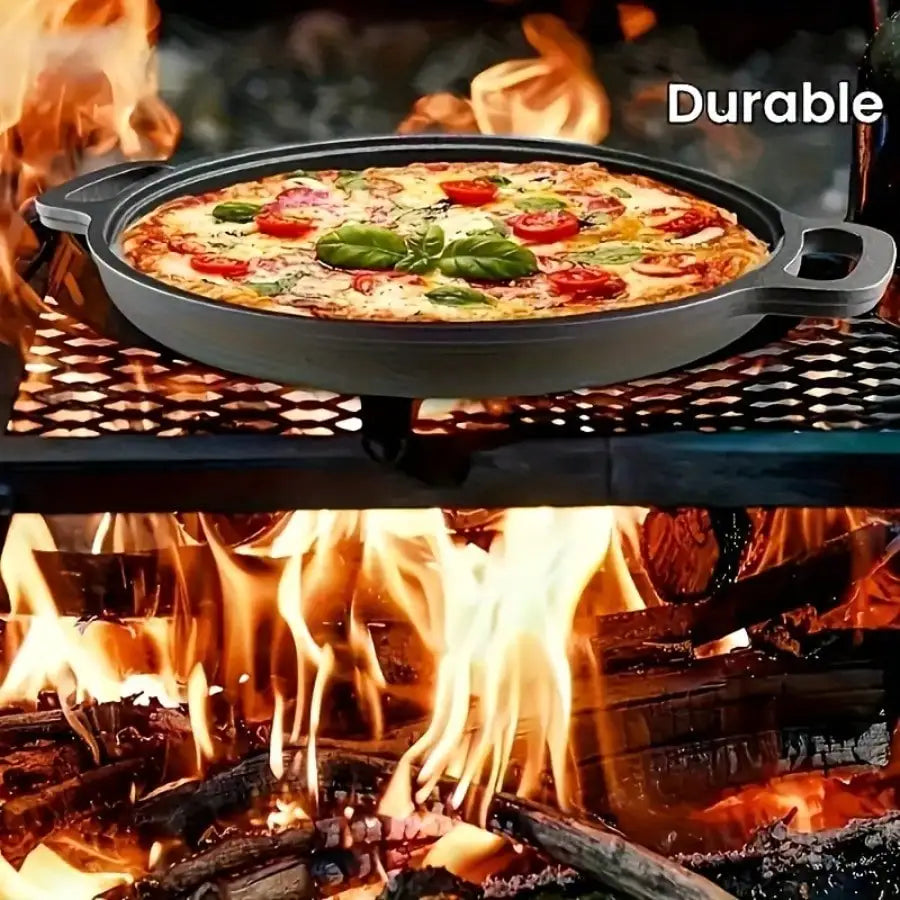 Multifunctional Cast Iron Skillet — Non-Stick Design, Ideal for Pizza, Grilling, and Pancakes — Compatible with All Stove Types