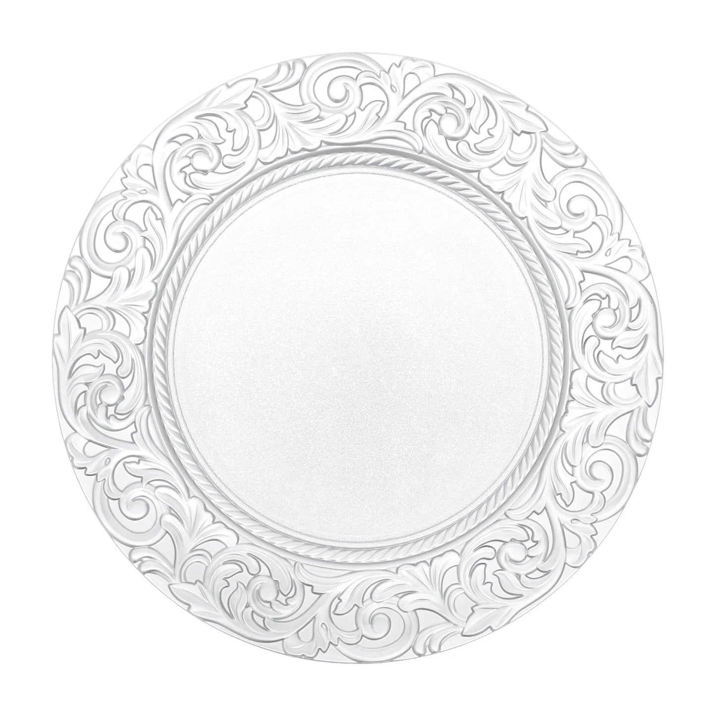 100 Pcs Silver Round Charger Plates Set, Reusable Serving Plates Disposable Platters for Wedding Party Banquets Picnics