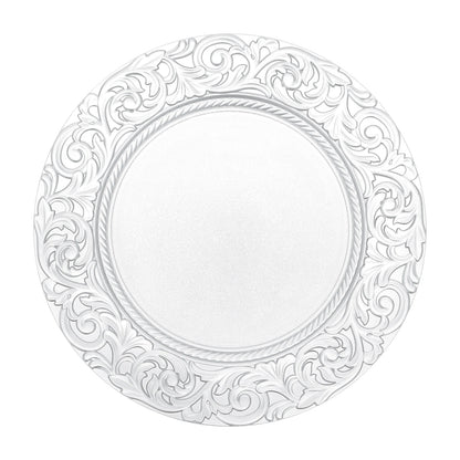 100 Pcs Silver Round Charger Plates Set, Reusable Serving Plates Disposable Platters for Wedding Party Banquets Picnics