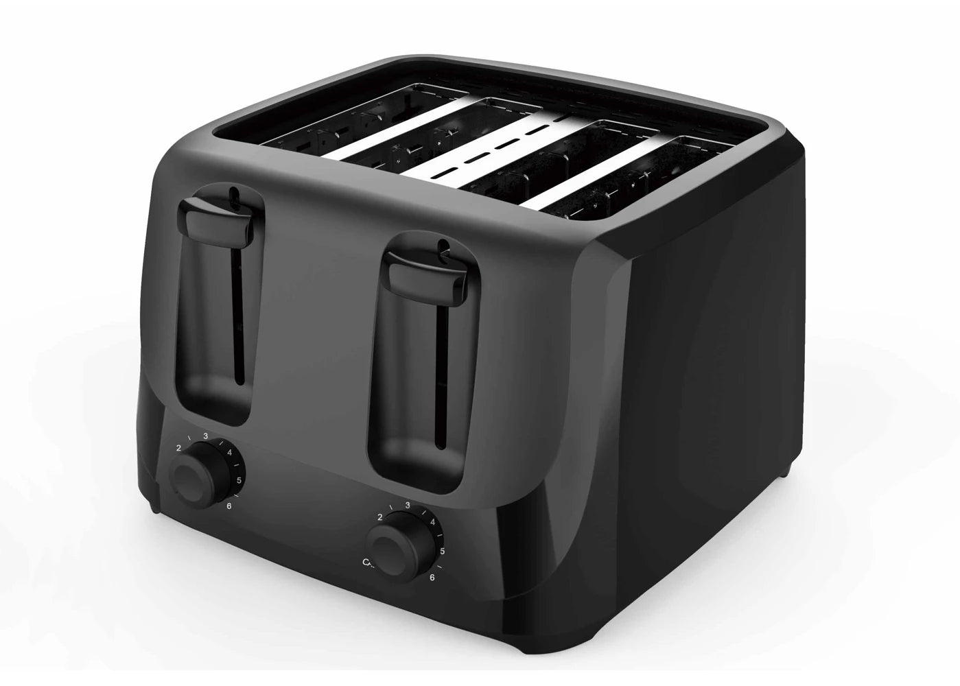 4-Slice Toaster Black with 6 Shade Settings and Removable Crumb Tray