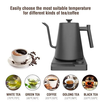 Electric Gooseneck Kettle Quick Heating Stainless Steel Pour-Over 1L 1200W Coffee Tea Pot for Hotel Household Coffee Product
