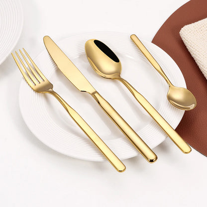 4/6/12/16/18/20/24Pcs Gold Cutlery Set Stainless Steel 304 Tableware Elegant Western Knife Fork Spoon Mirror Dinner Set