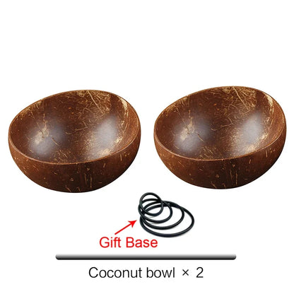 12-15cm  Natural Coconut Bowl set wooden Salad Ramen bowl Coconut Wood Spoon Set coco smoothie Kitchen tableware Coconut bowl