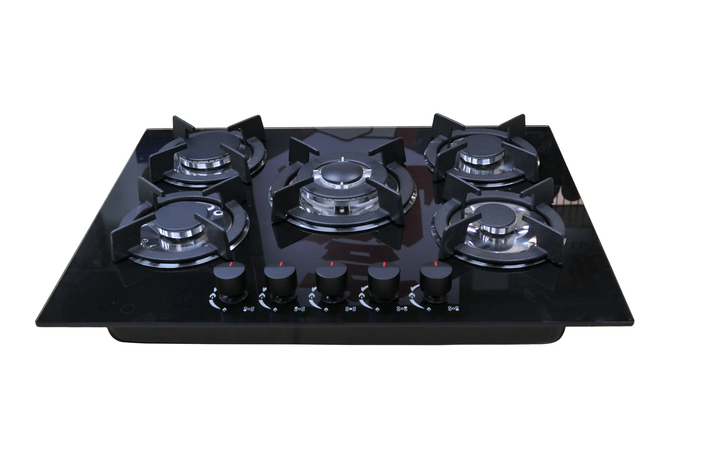 Gas Stove Cooker 5-Burner Class B Electric Stove Tempered Glass Battery Built-In Cooktop for Kitchen Table Top Hotels Households