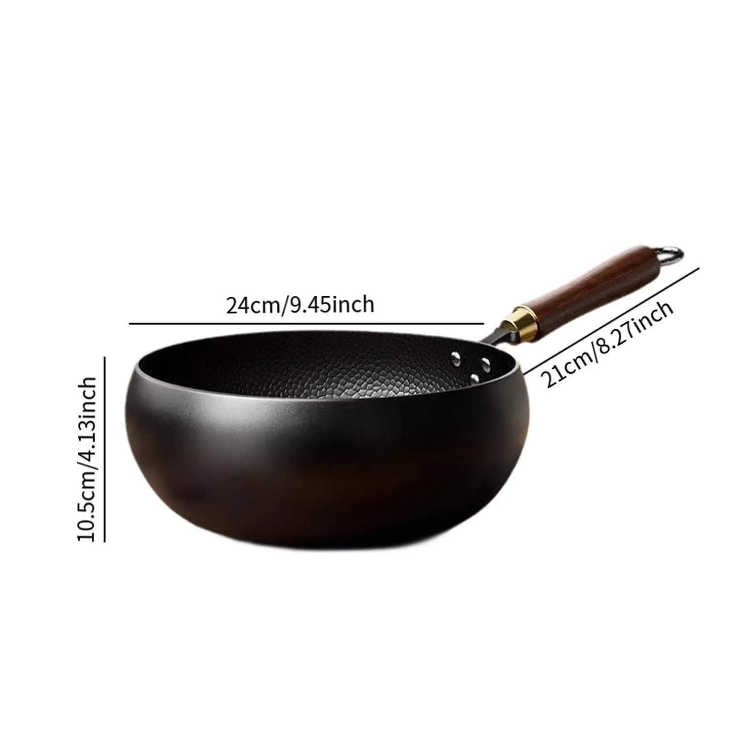 Nonstick Wok, Chinese Wok, Flat Bottom Cookware Stir Fry Pan with Wooden Lid for Kitchen Home Restaurant