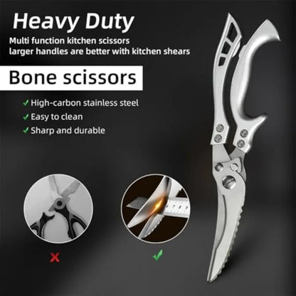 1pc Stainless Steel Kitchen Scissors Multifunctional Chicken Bone Scissors Shear Fish Duck Cut Chef Professional Scissors Knife