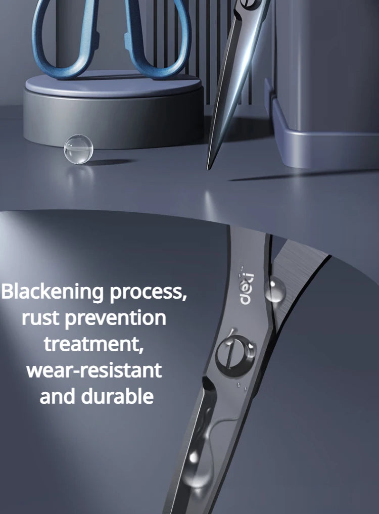 Deli 210/175mm Black Stainless Steel Scissors Business Office Stationery Home Tailor Shears Kitchen Knife Cutter Cutting Tool