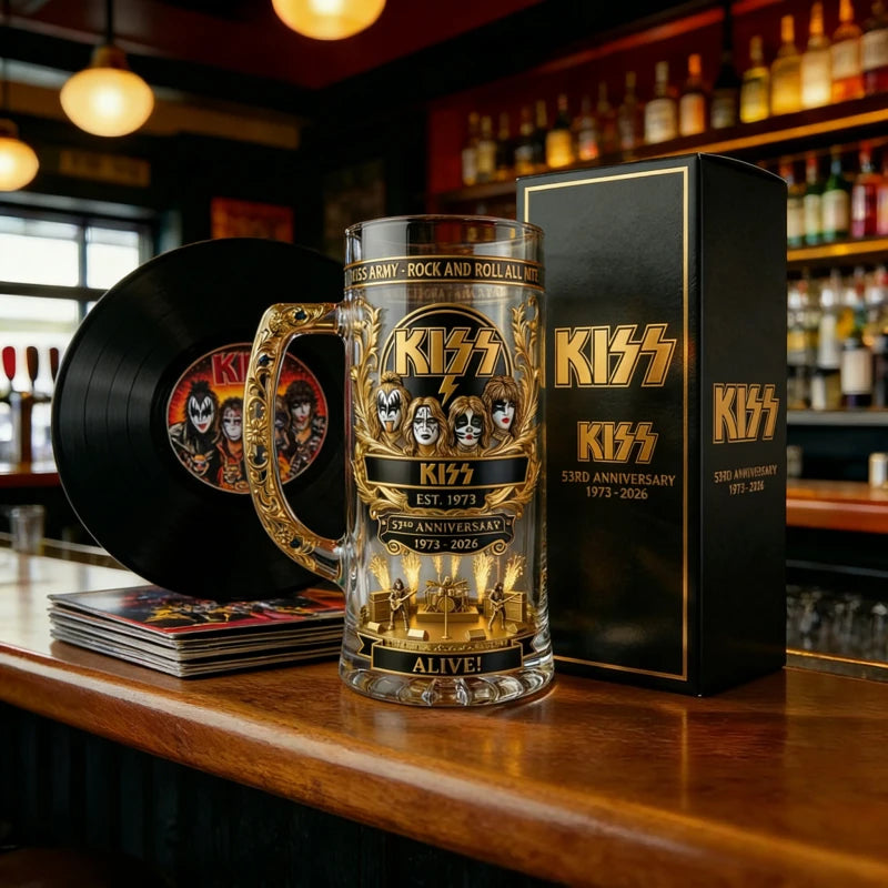 KISS 53rd Anniversary Commemorative Beer Mug Collectible Glass Tankard Barware Gift