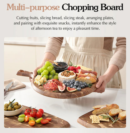 XINZUO Acacia End Grain Cutting Board 42.5x32cm Seamless, Ergonomic Handle Acacia Wood Surface for Heavy-Duty Meat & Vegetable