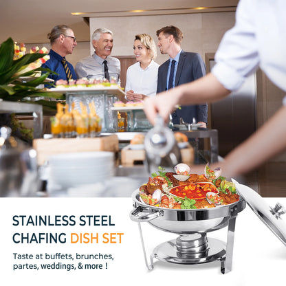 1/2/4 Pack Stainless Steel Chafing Dish Buffet Set 5L Round Chafers Buffet Food Warmers BBQ Party 316 For Parties Events Wedding