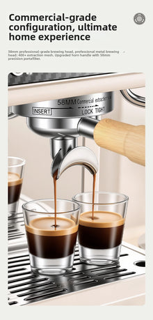 Semi-Automatic Espresso Coffee Machine, Dual Pump Cold & Hot Brew, Built-in Grinder, High Pressure 20 Bar, Compact Home Espresso