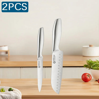 WXCOO Professional Scissor Set Stainless Steel Kitchen Knives BBQ Meat Cutting Japanese Santoku Knife Kitchen Supplies