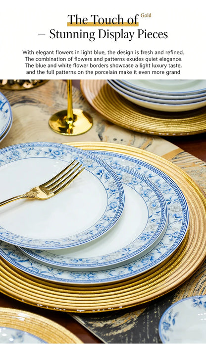 Blue And White Porcelain Tableware Set 18/28/56/30pcs Ceramics Dish Sets Full Set Luxury China Dinnerware Set For 4/6/10 Persons