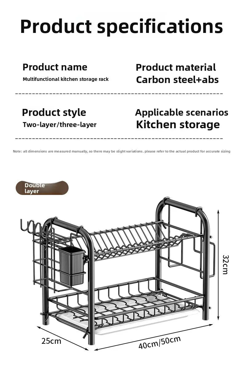 Dish Storage Rack Kitchen Shelf Dish Drain Rack Bowl Rack Cupboard Chopsticks Storage Box