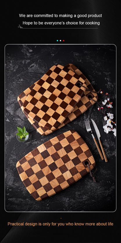 Checkerboard Rubberwood Cutting Board household chopping board kitchen auxiliary food board fruit solid wood case plat