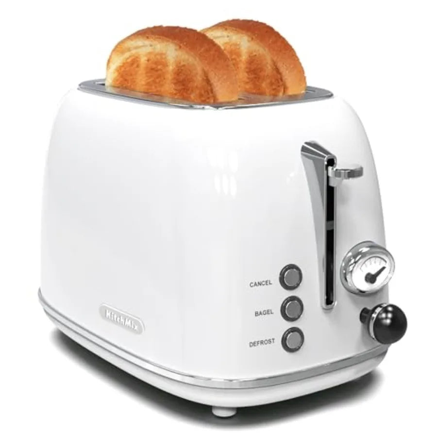 Toaster 2 sliceRetro Stainless Steel Toaster with 6 Settings 1.5 In Extra Wide Slots Bagel/Defrost/Cancel Function Removable Cr
