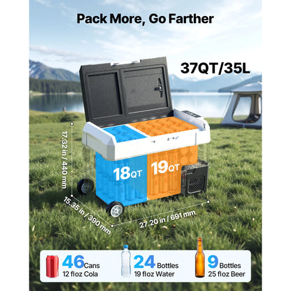 SucceBuy 35L 45L 55L Portable Foldable Handle Car Refrigerator with Wheel -4°F to 68°F Truck Refrigerator with APP Control Compressor Freezer for Camping Picnics Car Home Traval