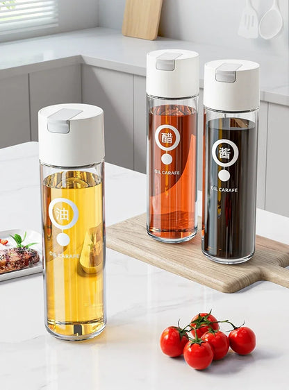 Transparent Glass Olive Oil Bottle Leak Proof Kitchen Seasoning Soy Sauce Vinegar Multifunctional Durable Storage Bottle 500ml
